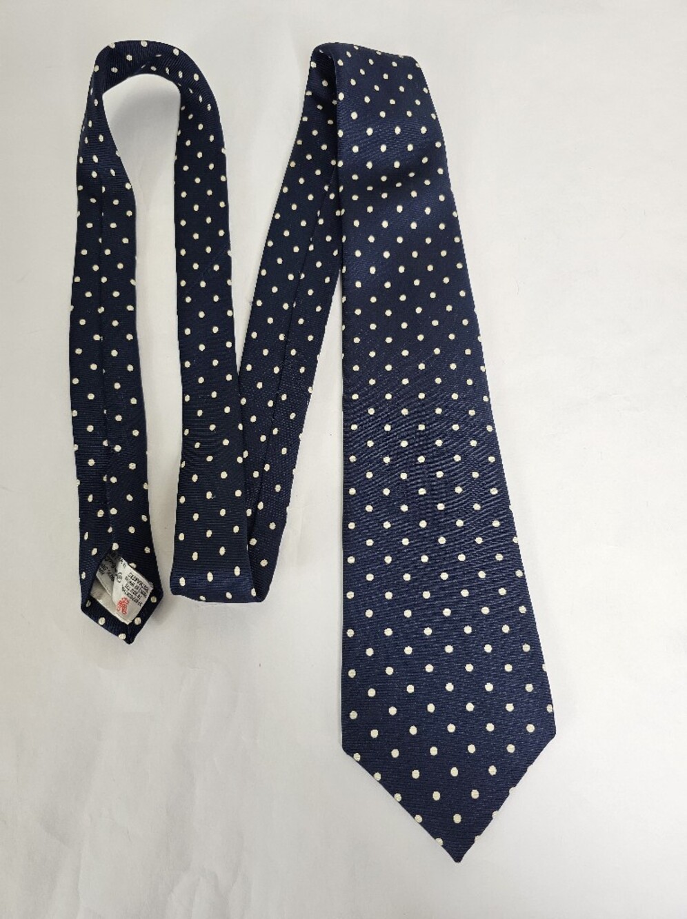 Turnbull & Asser Navy Cream Polka Dot 100% Silk Tie British Luxury - Picture 7 of 7
